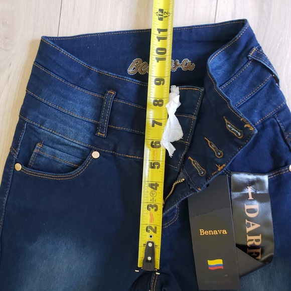 BENAVA Colombian Push-Up Jeans Womens 1 Dark Blue Skinny Butt-Lifting High Rise - Picture 8 of 9
